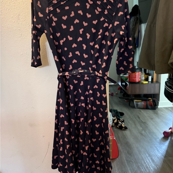 Unique Vintage Pink Asymmetrical Wrap Dress 3/4 Sleeve - Picture 1 of 3